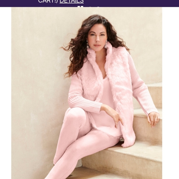 Roaman's Pink Faux Fur Rib Knit Cardigan Jacket Women's 22-24 1X - Picture 13 of 14